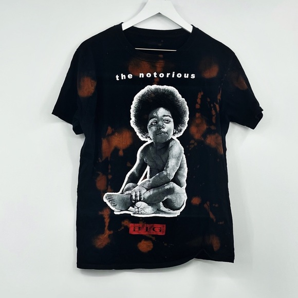 The Notorious Big Biggie Smalls Bleach Dyed Short Sleeve Shirt Size Large - Picture 4 of 5